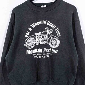 Wheelie Good Time Sun Faded Motorcycle Sweatshirt Grunge Medium Y2K Biker